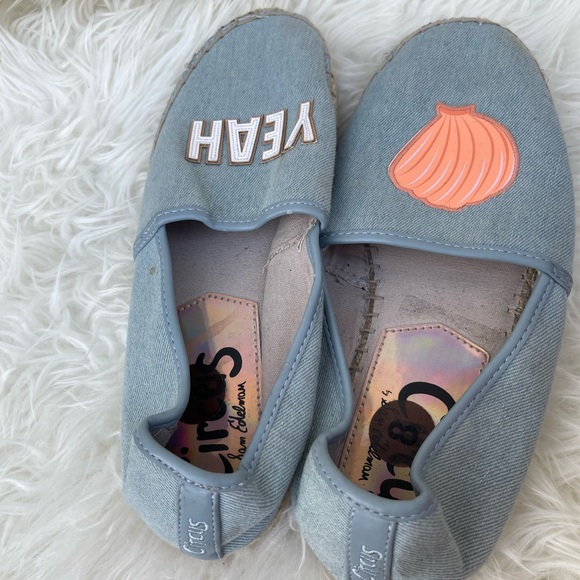Sam Edelman Circus Size 8 Leni Shell Yeah Beach Denim Espadrille Flats Shoes - Picture 3 of 5